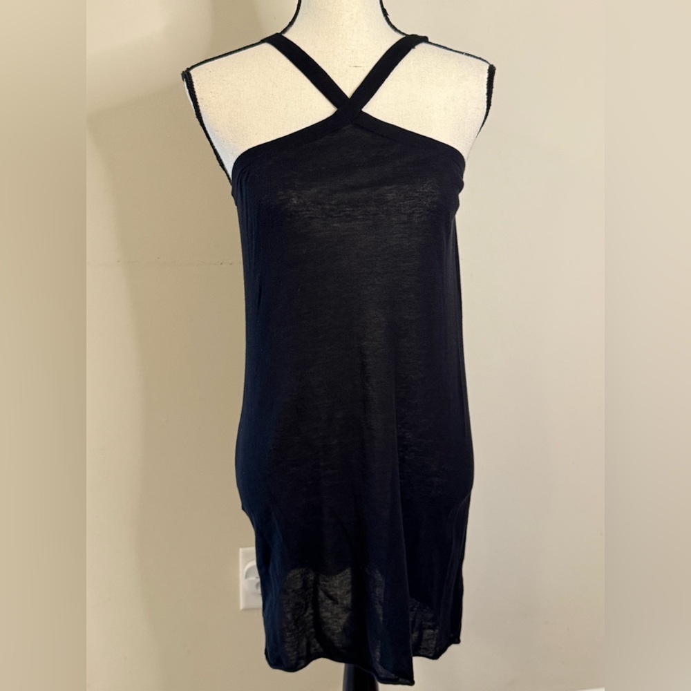 Rhys & Dwfen neutral Black Strappy Dress understated elegant tee midi dress LG